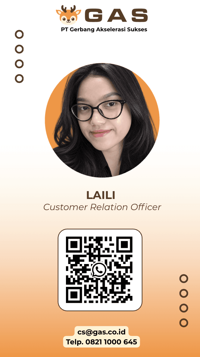 Kartu kontak Laili, Customer Relation Officer PT Gerbang Akselerasi Sukses