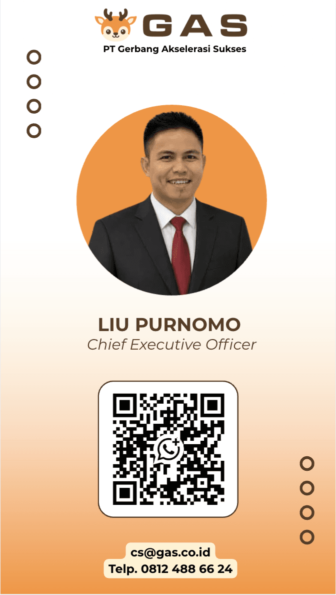 Kartu kontak Liu, Chief Executive Officer PT Gerbang Akselerasi Sukses